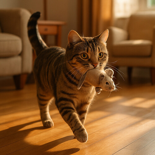 cat with toy