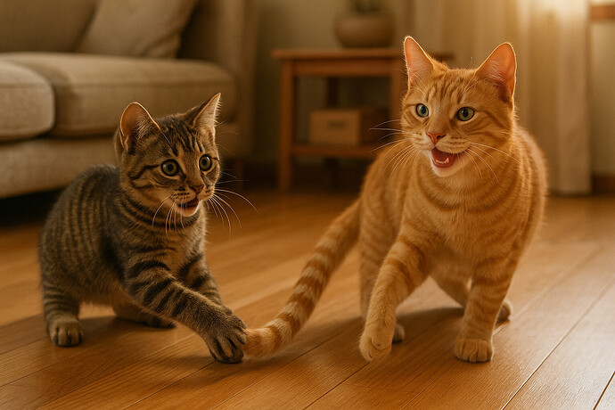Two cats playing together