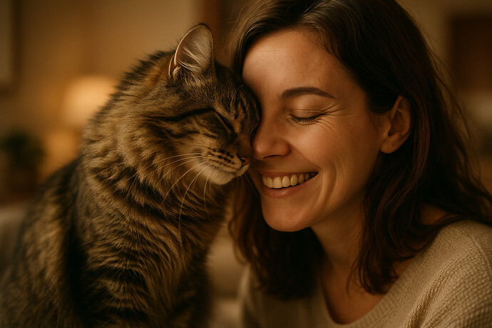 Cat affectionately headbutting their owner