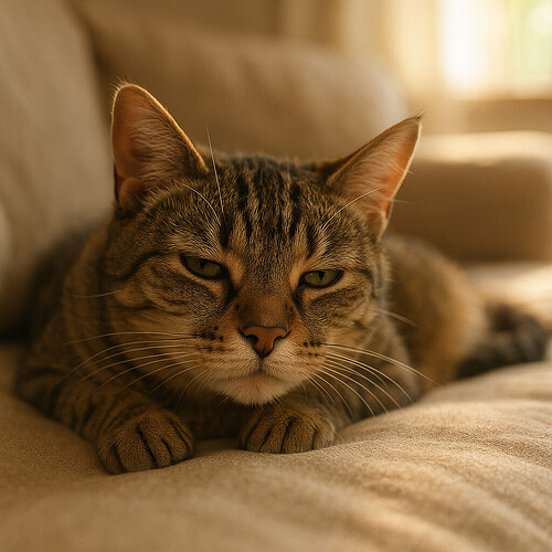 Cat resting on couch